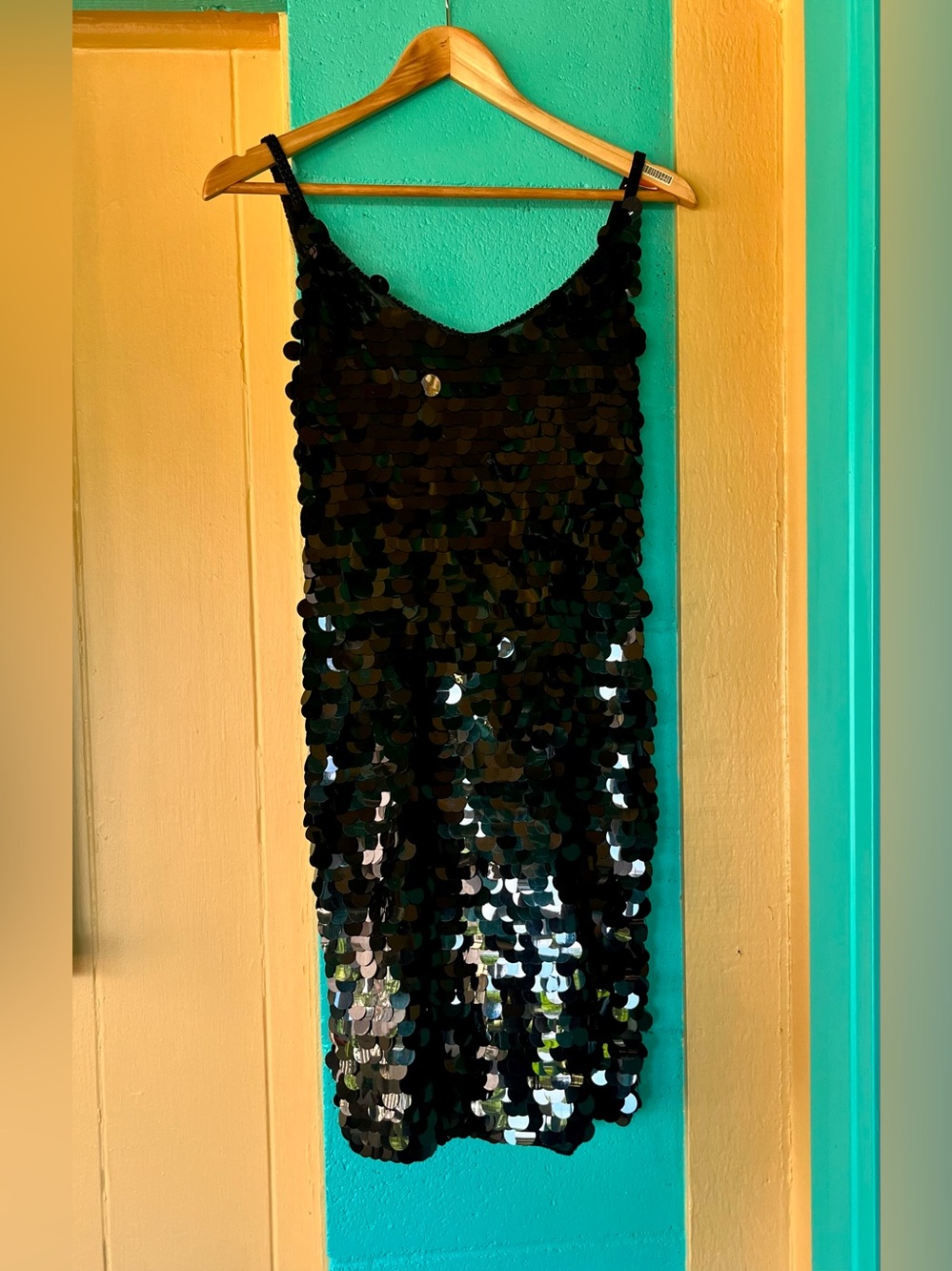 Vintage Y2K Moda Intl Black Sequin Slip Dress - Elegant Party Mini | Size 6